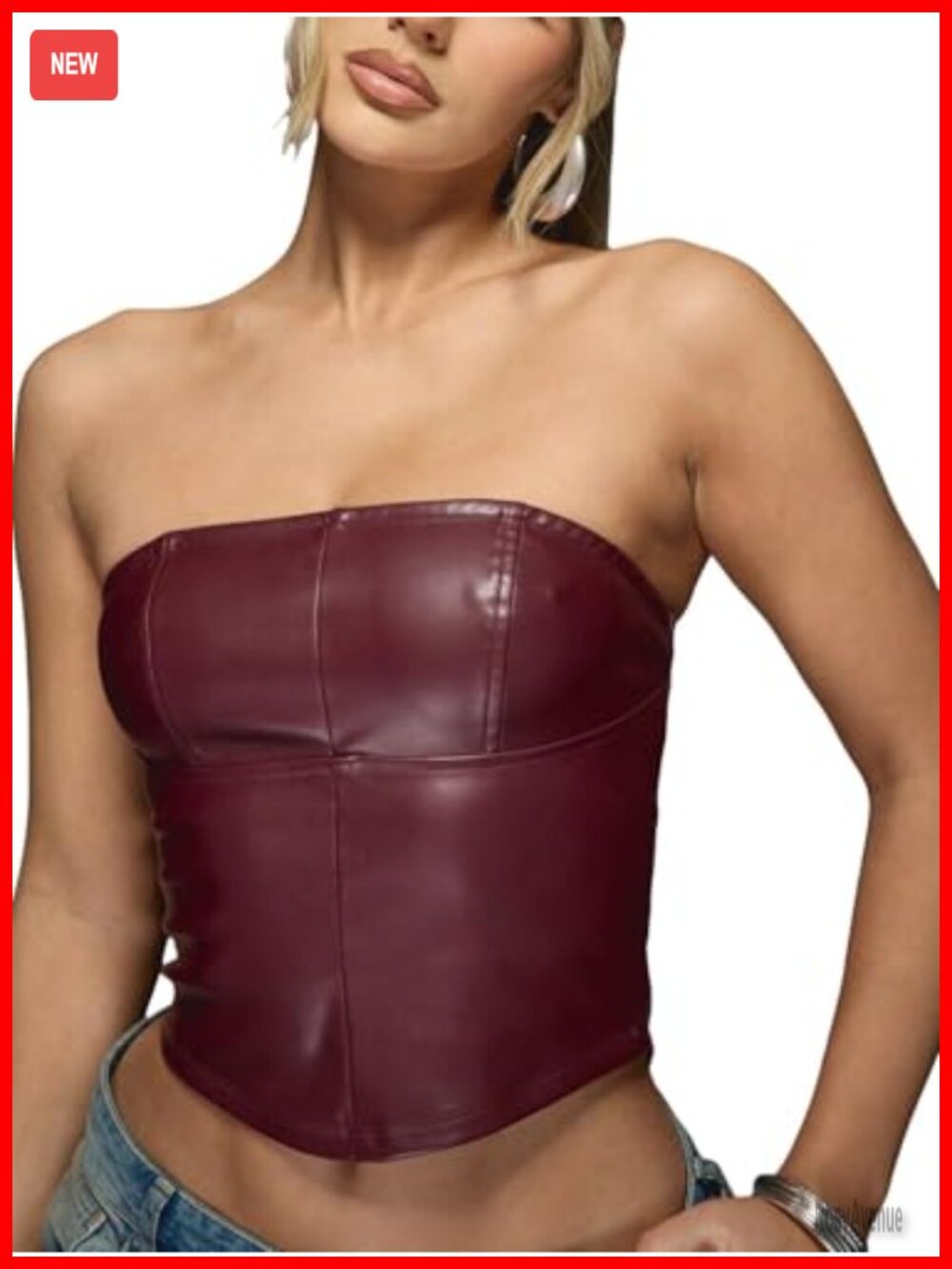 Faux Leather Tube Top Backless Corset Crop Top Strapless Going Out